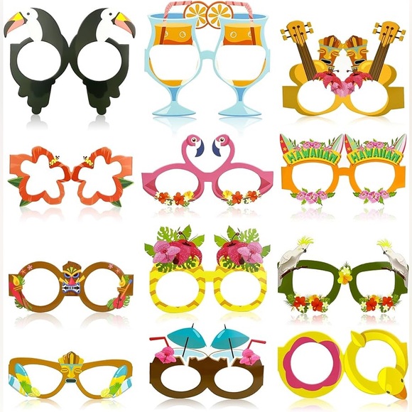 Other - Luau Party Decorations 12 PCS Hawaiian Theme Paper Eyeglasses for Tropical Party
